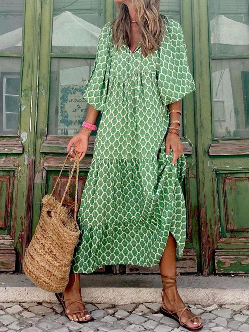 Ingrid - Loose Puff Sleeve Maxi Dress