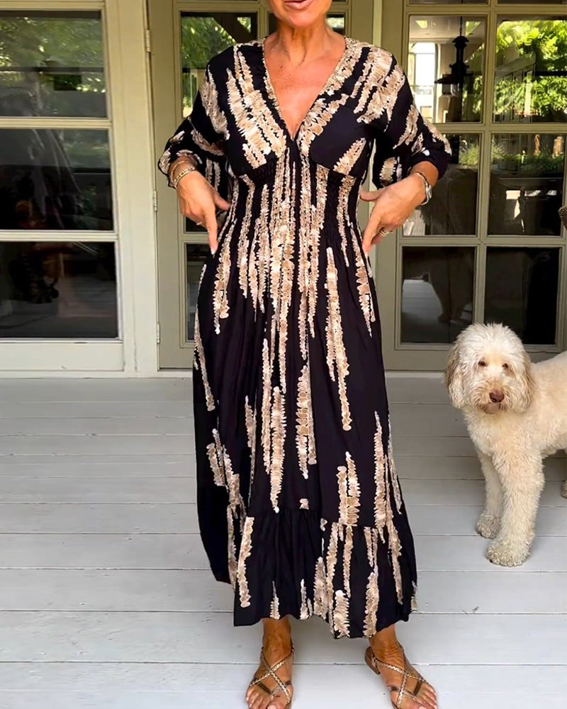 3/4 sleeve dress with a V-neck