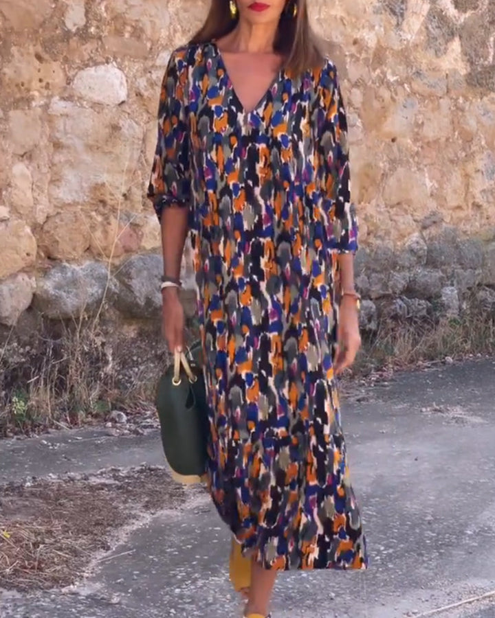 "Festival" V-Neck Retro Dress