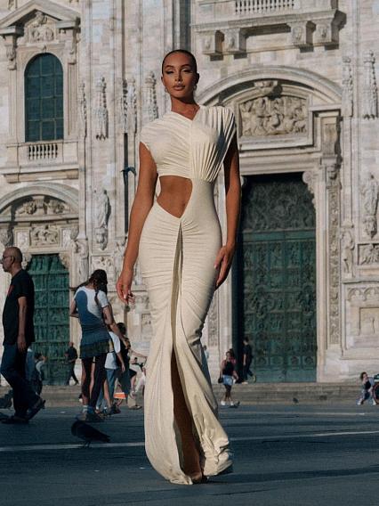 Greek Goddess Cutout Waist Modal Maxi Dress