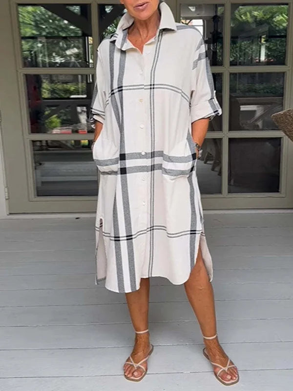 "Carina" Dress with Print and V-neck