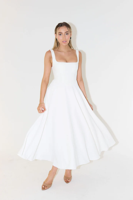 Whitney Midi Dress with Square Neckline
