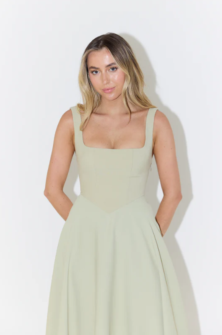 Whitney Midi Dress with Square Neckline