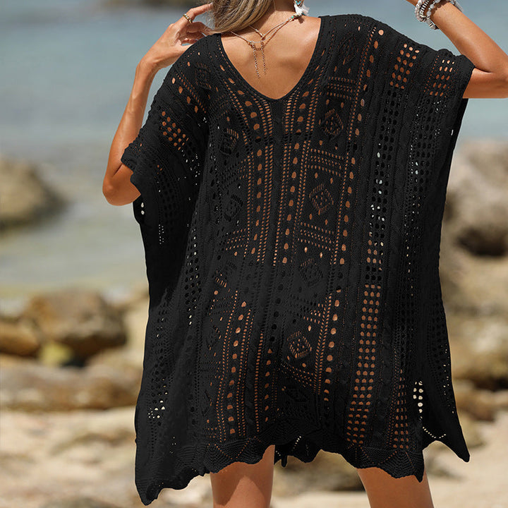 Sexy Cutout Texture Sun Protection Beach Cover-Up