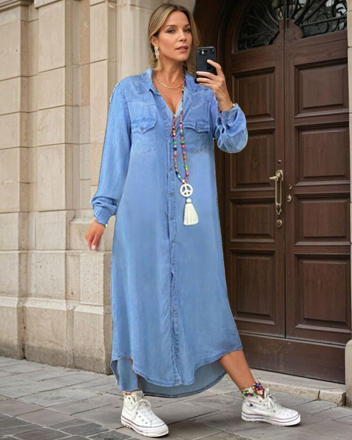Lilac - Comfortable Denim Dress
