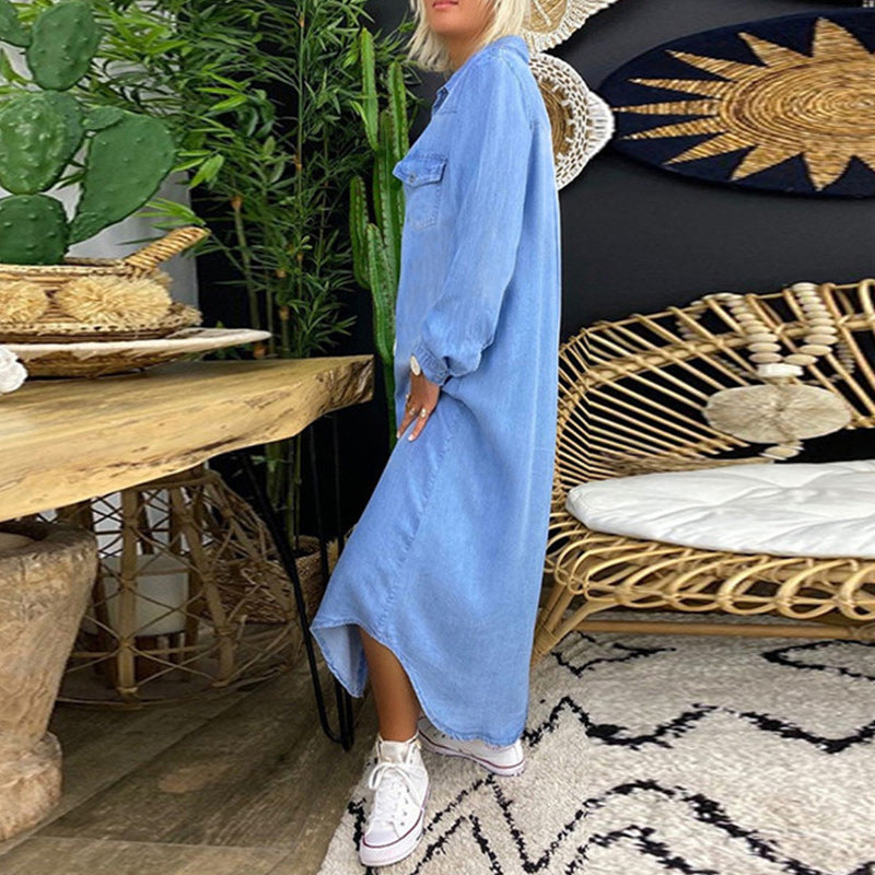 Lilac - Comfortable Denim Dress