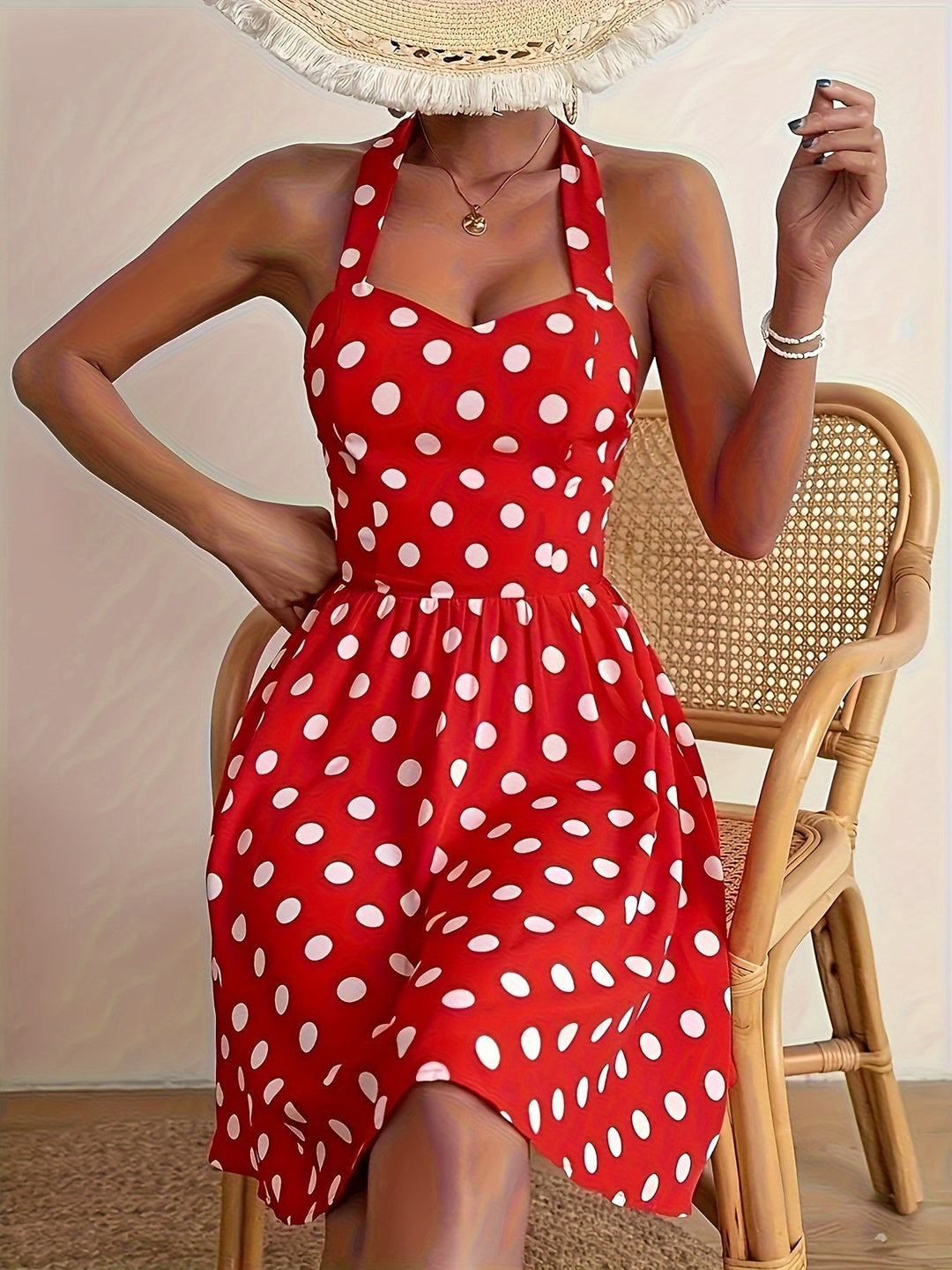 Dotty Daze Halter Dress (Almost sold out)