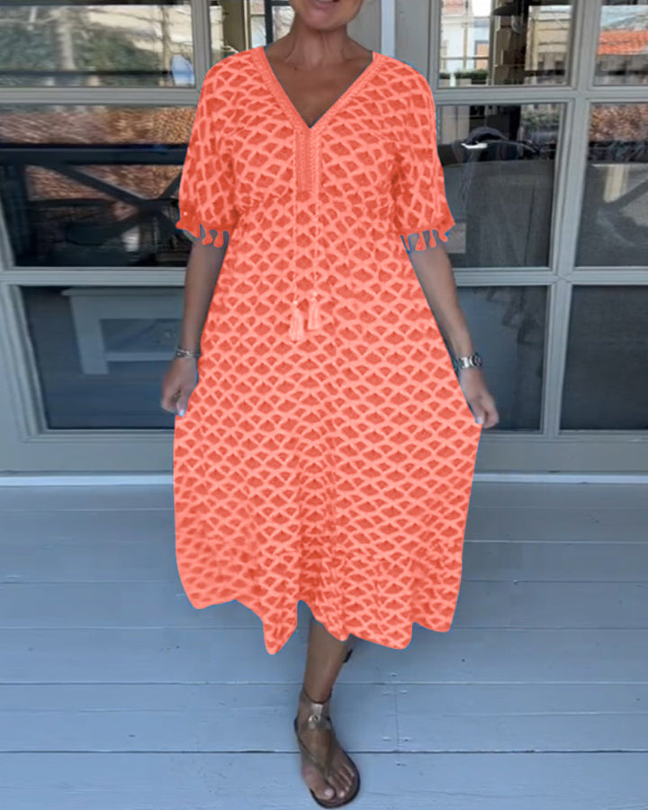 | V-neck casual dress with print