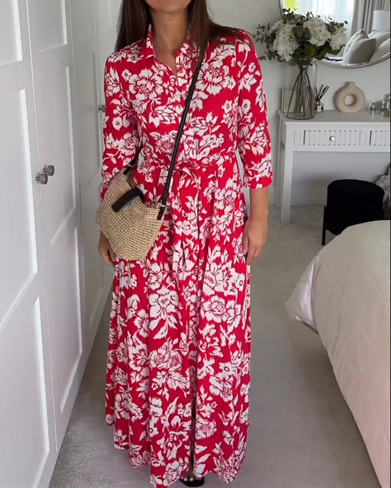 "Chic" Long floral print dress