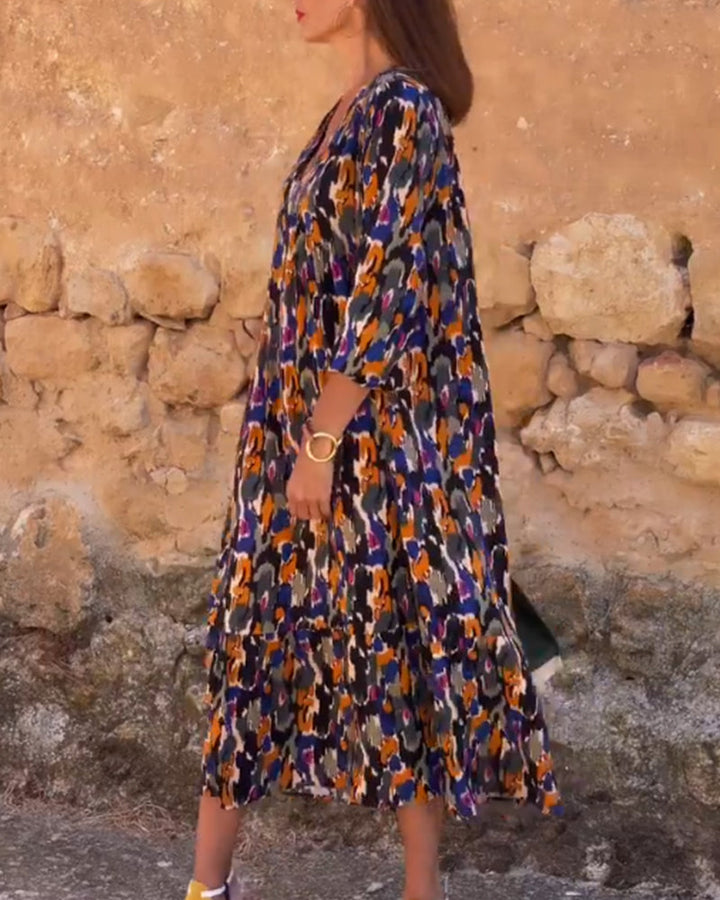 "Festival" V-Neck Retro Dress