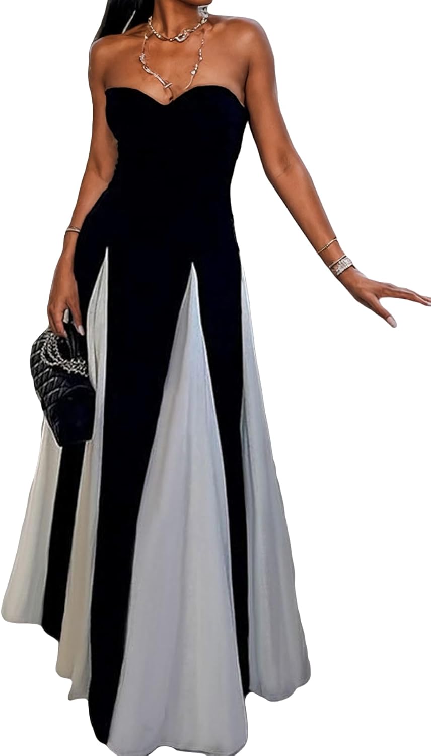 Amelia | Elegant Contrast Maxi Dress