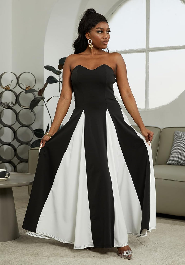 Amelia | Elegant Contrast Maxi Dress