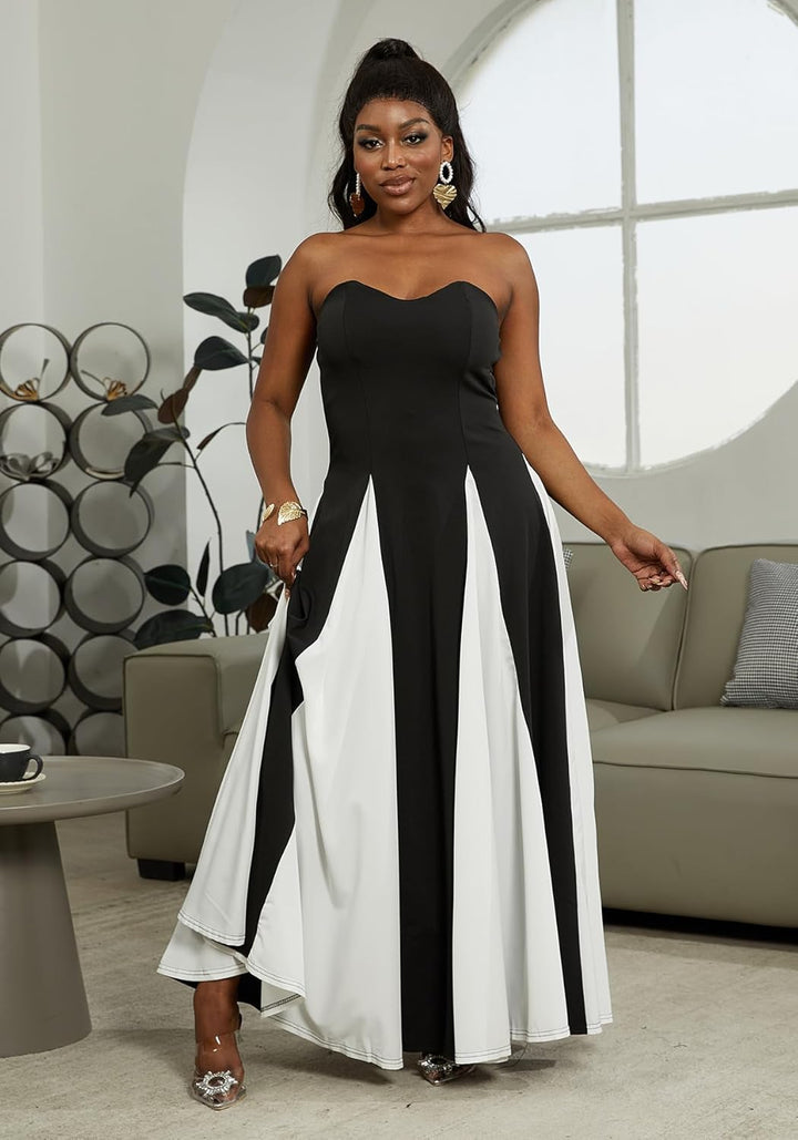 Amelia | Elegant Contrast Maxi Dress