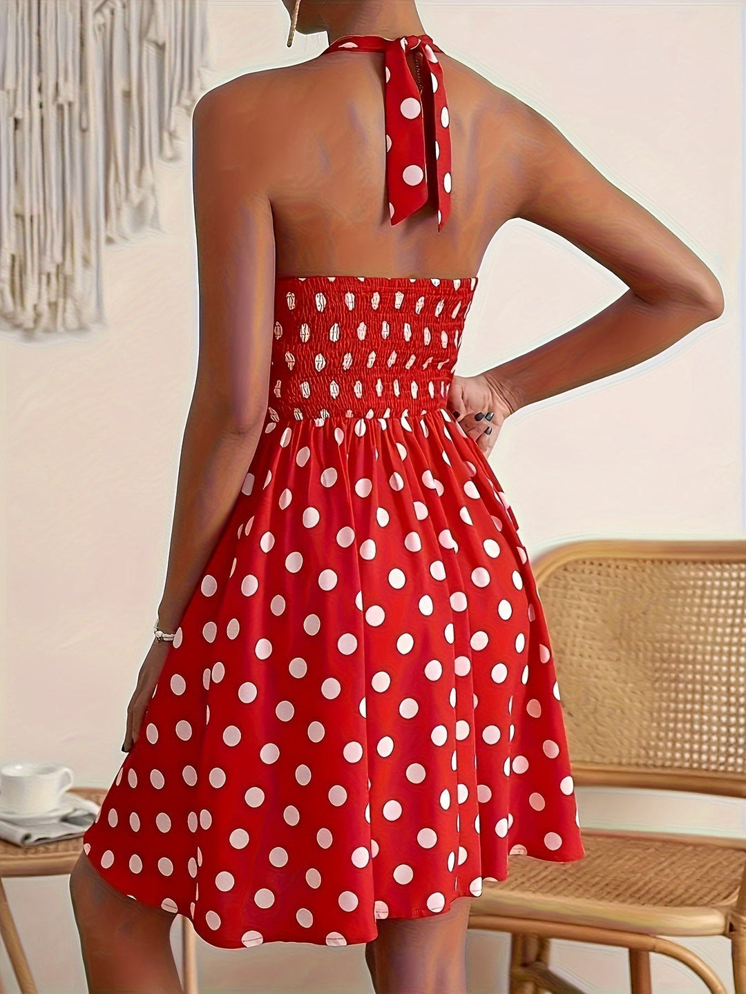Dotty Daze Halter Dress (Almost sold out)