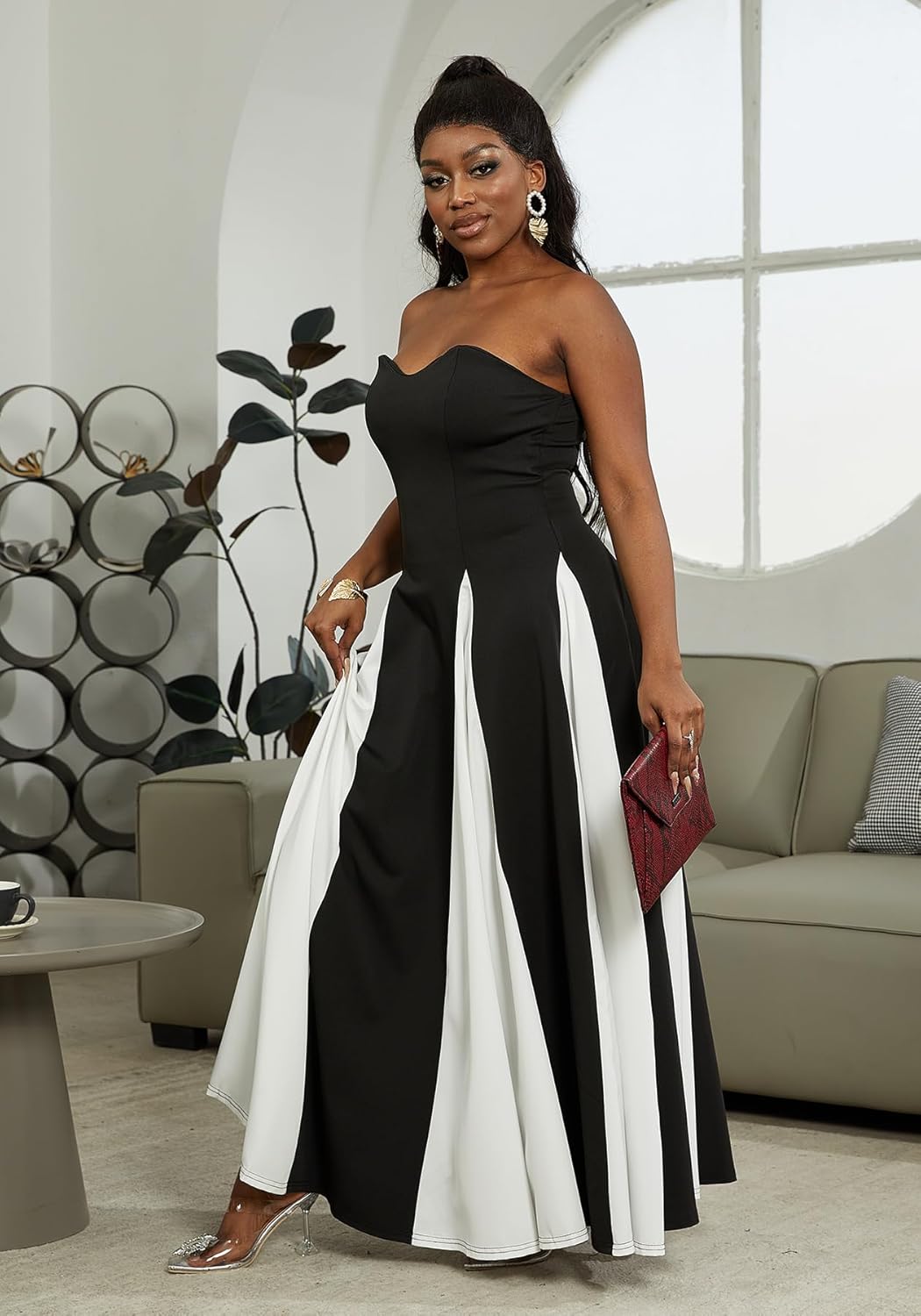 Amelia | Elegant Contrast Maxi Dress