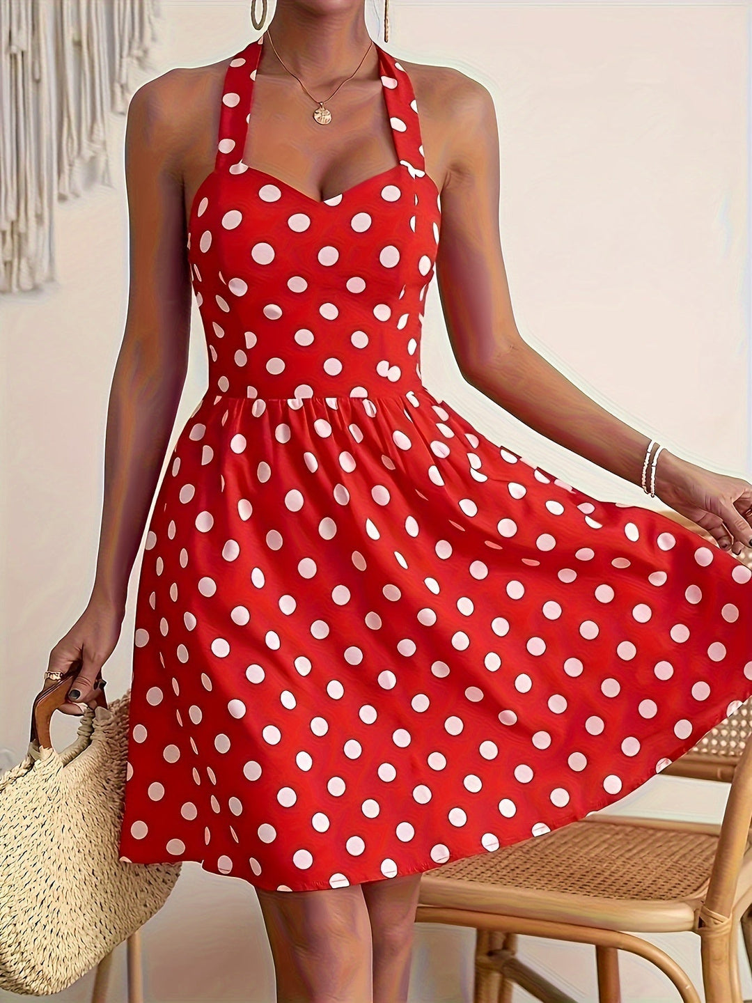 Dotty Daze Halter Dress (Almost sold out)