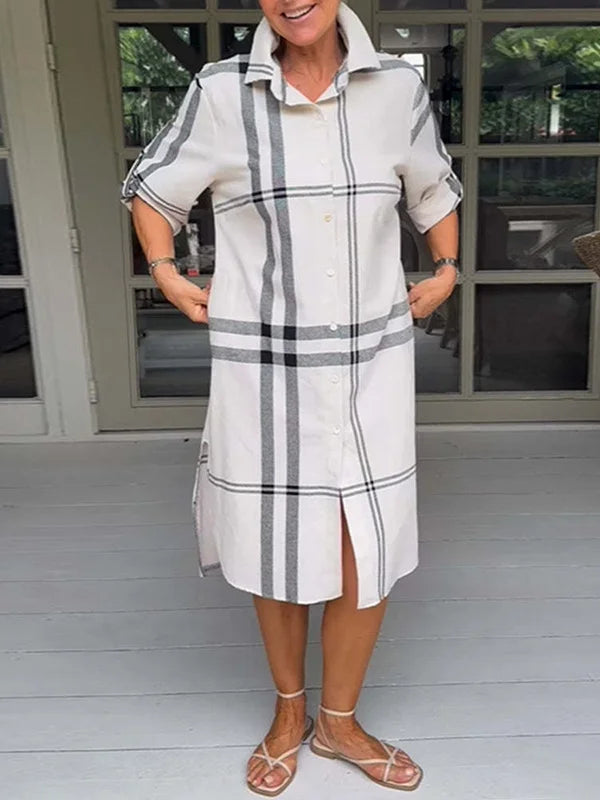 "Carina" Dress with Print and V-neck