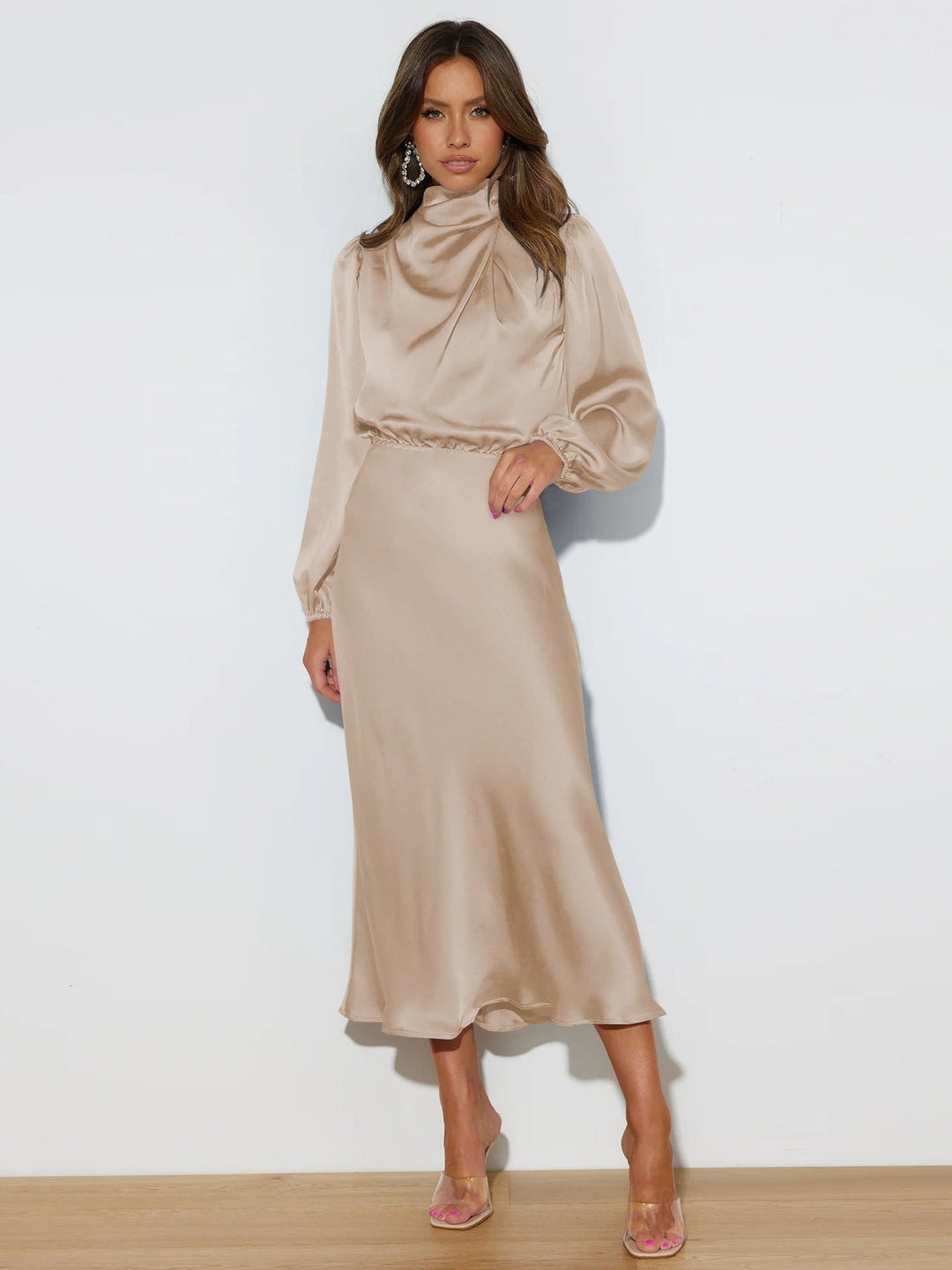 Isabella | Sophisticated Satin Midi Dress