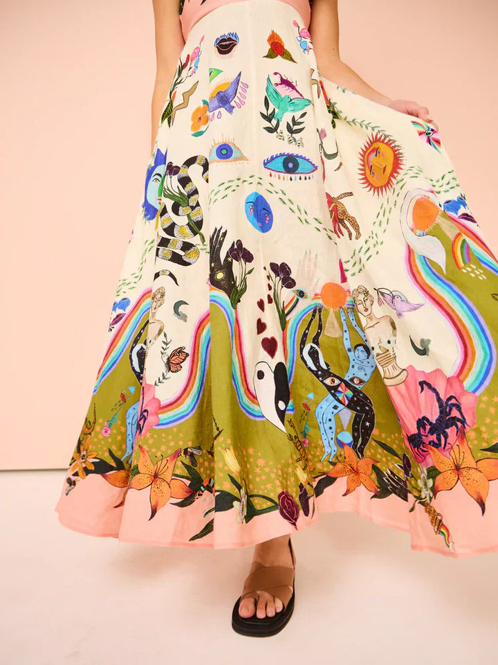 Unique Holiday Print Halter Back Pocket Maxi Dress