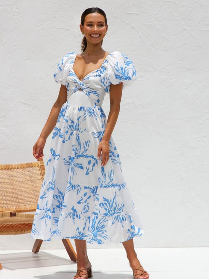 Blue floral maxi dress