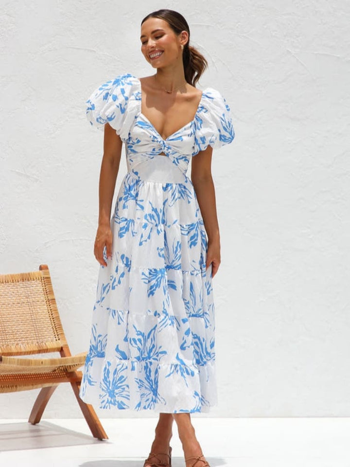 Blue floral maxi dress