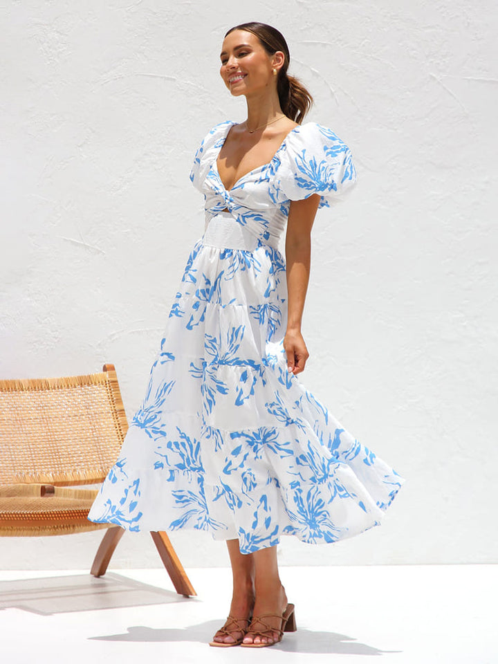 Blue floral maxi dress