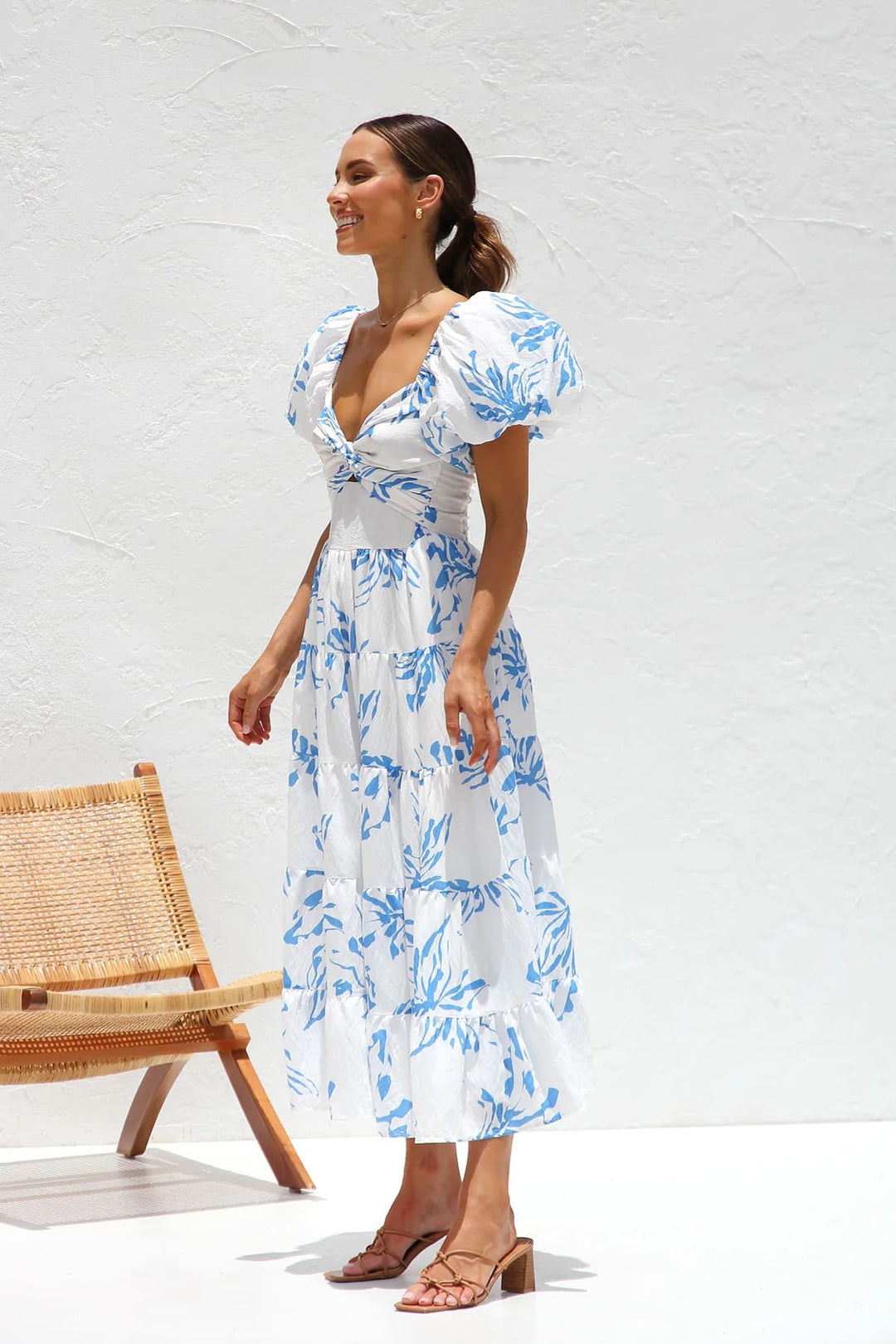 Blue floral maxi dress