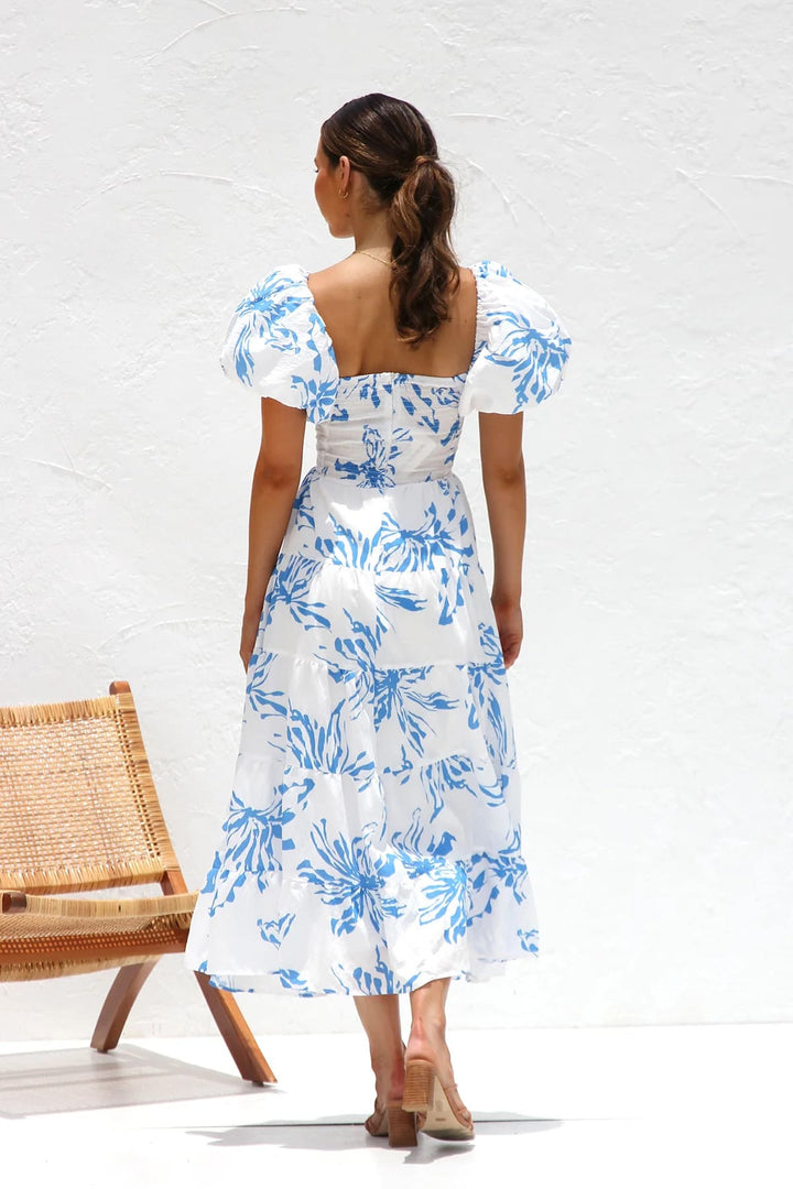 Blue floral maxi dress