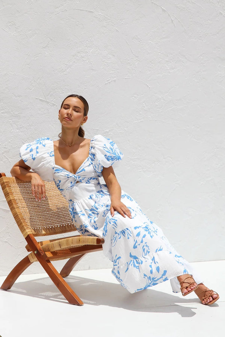 Blue floral maxi dress