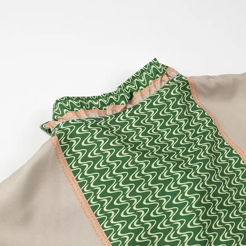 Selene | Cotton Linen Green Print Dress