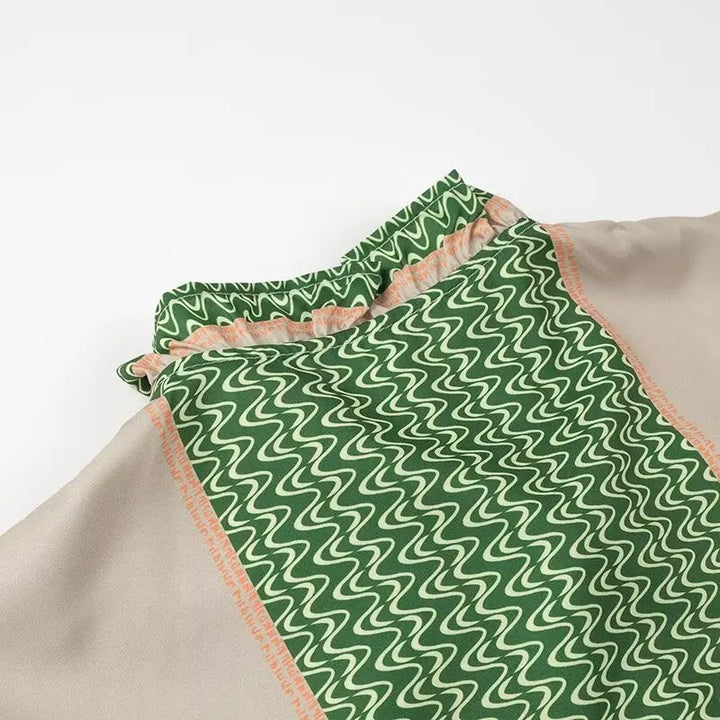 Selene | Cotton Linen Green Print Dress