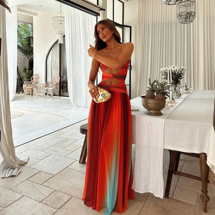 Diana | Elegant Color-Block Maxi Dress