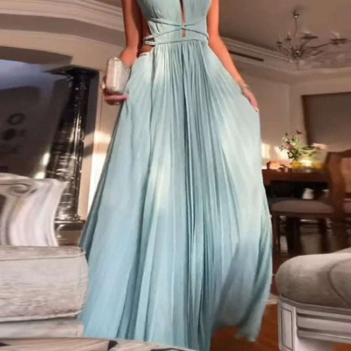 Liana | Backless Pleated Beach Dress