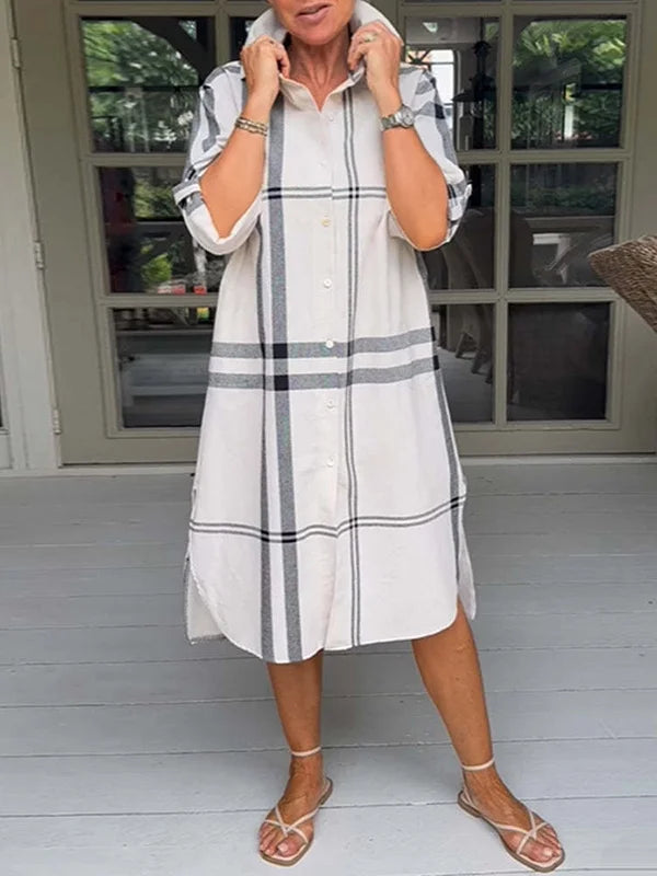 "Carina" Dress with Print and V-neck