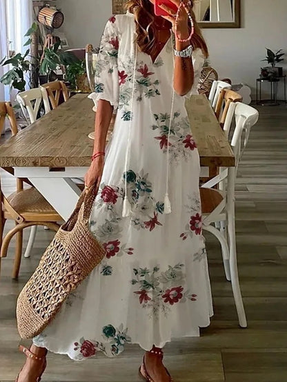 Sophia - Boho Vintage V-Neck Summer Dress